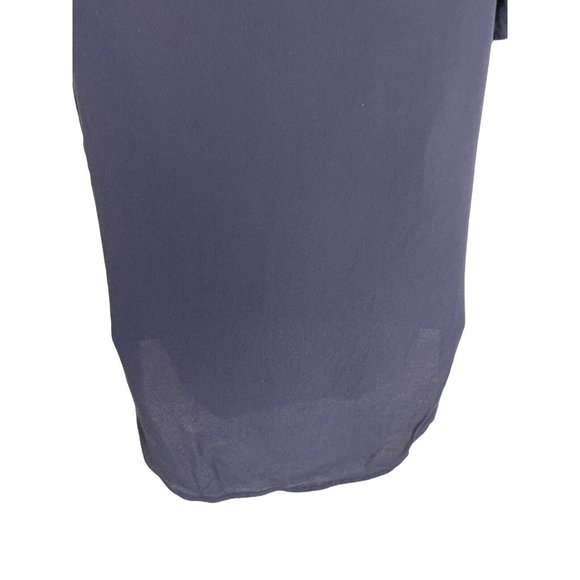 H&M Short-sleeved Blouse Top Navy Blue Viscose Size 4 Rounded Hem Keyhole Back - Picture 6 of 12